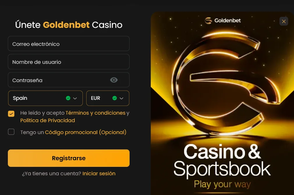 Registratie Goldenbet